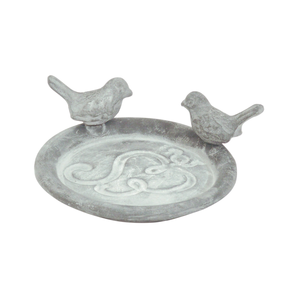 Pot saucer with birds grey